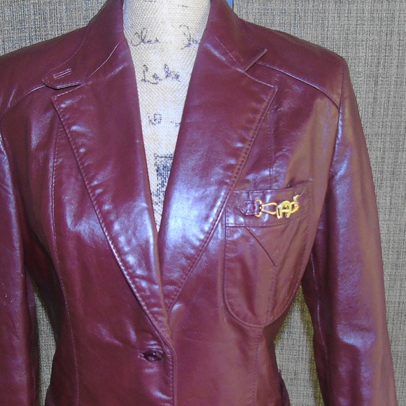 🔥🔥Oxblood Burgundy Leather Etienne Aigner Jacket 12 / Will Fit A Size Small - Picture 5 of 5